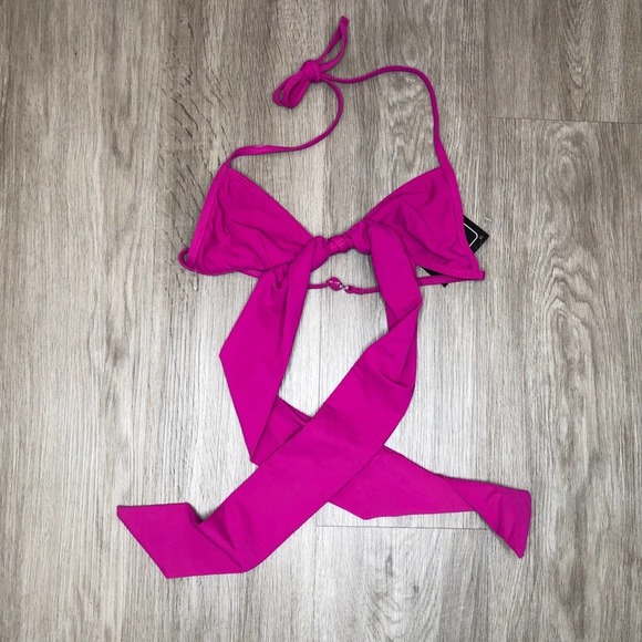 Shape Fx Women's Pink Tie Halter Neck Wrap Around Bikini Swim Top size 4 - Picture 1 of 2